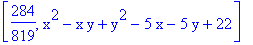 [284/819, x^2-x*y+y^2-5*x-5*y+22]